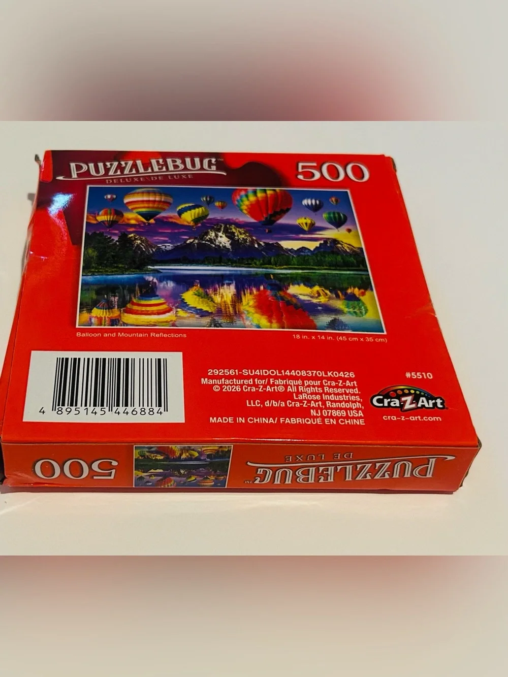 New “Balloon and Mountain Reflections” 500 Pieces 18” x 14” Puzzlebug DeLuxe